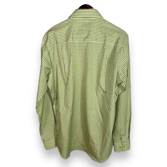 David Donahue Green Check Trim Fit Dress Shirt Size L 16.5 36 - Picture 12 of 12